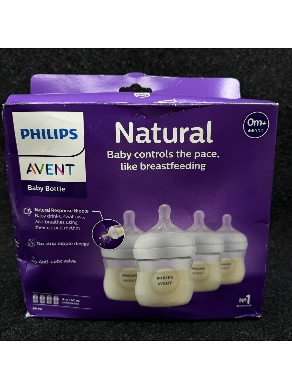 Philips AVENT Natural Baby Bottle Set 4x 125ml Anti-Colic Wide Neck BPA-Free